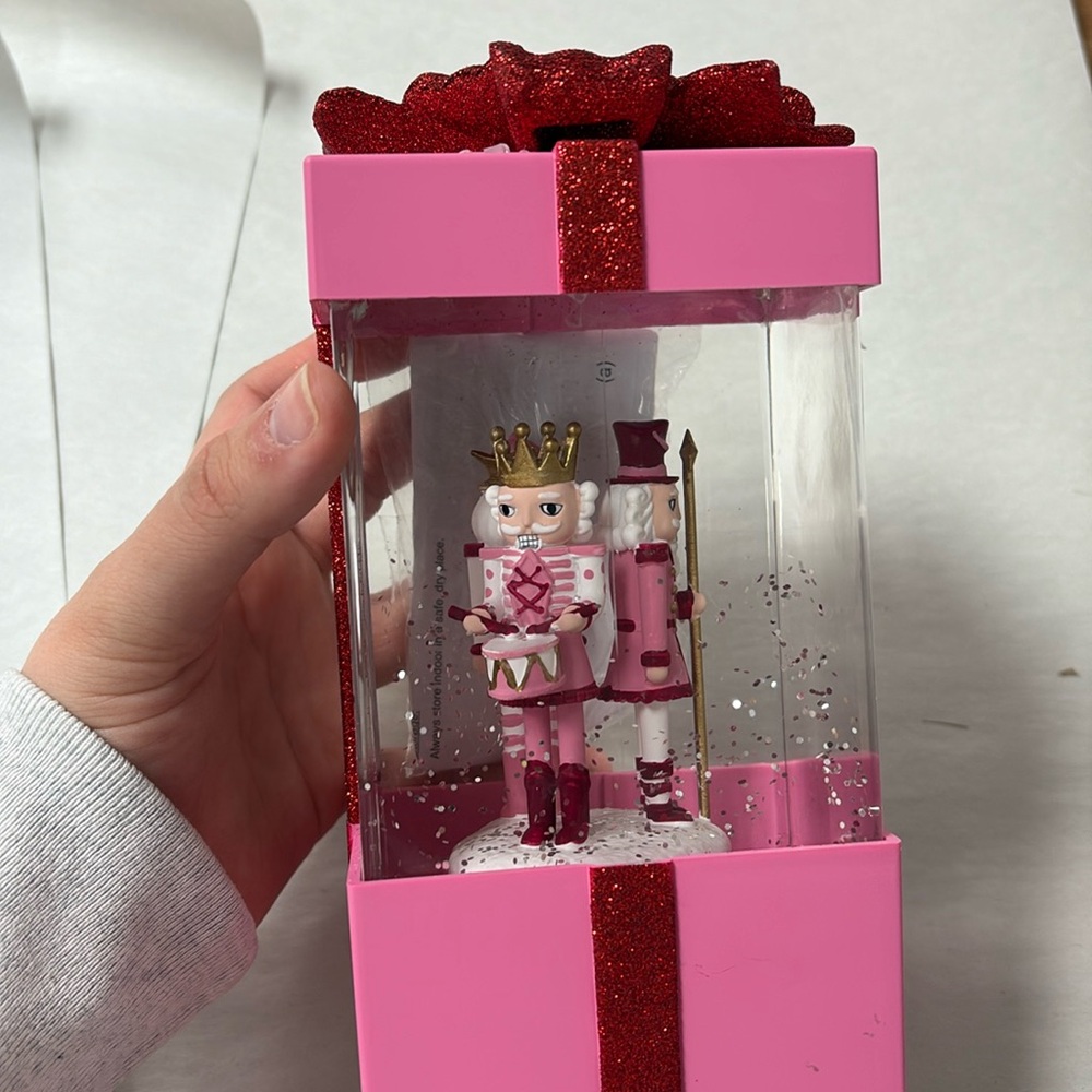 Pink nutcracker water globe - Raz imports